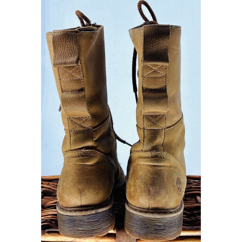 Vintage 2006 Timberland A128W Women 9 Waterproof Leather Tall Combat Boots Y2K - Picture 4 of 7
